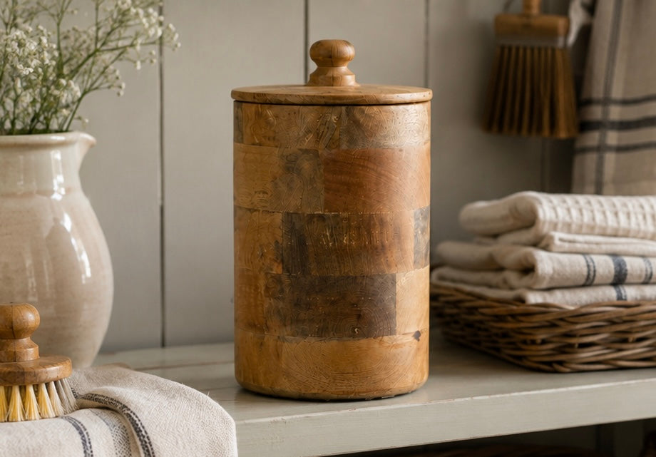 Natural Mango Wood Storage Box/ Canister – 23cm