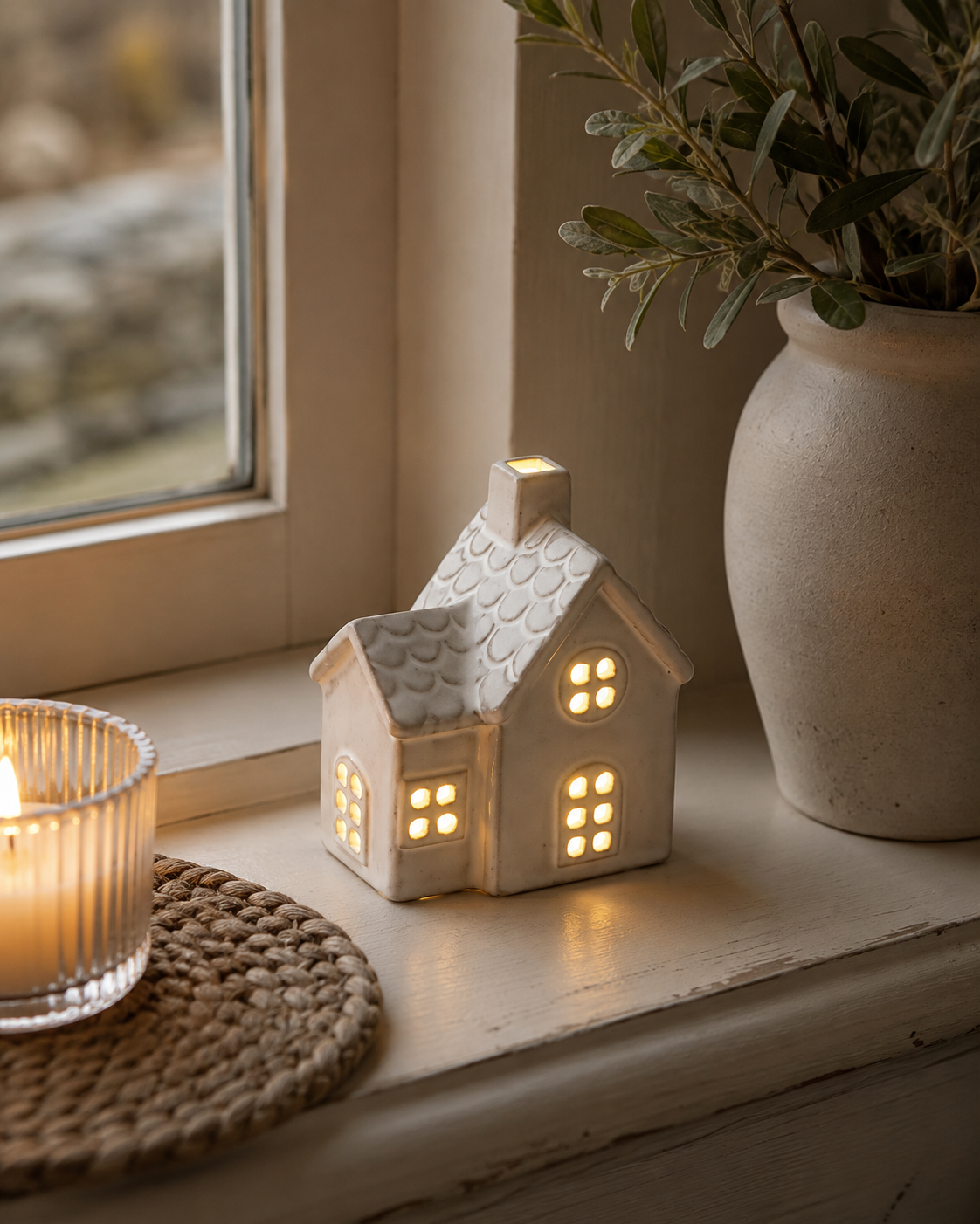 Light-Up Ceramic Cottage House – 10cm