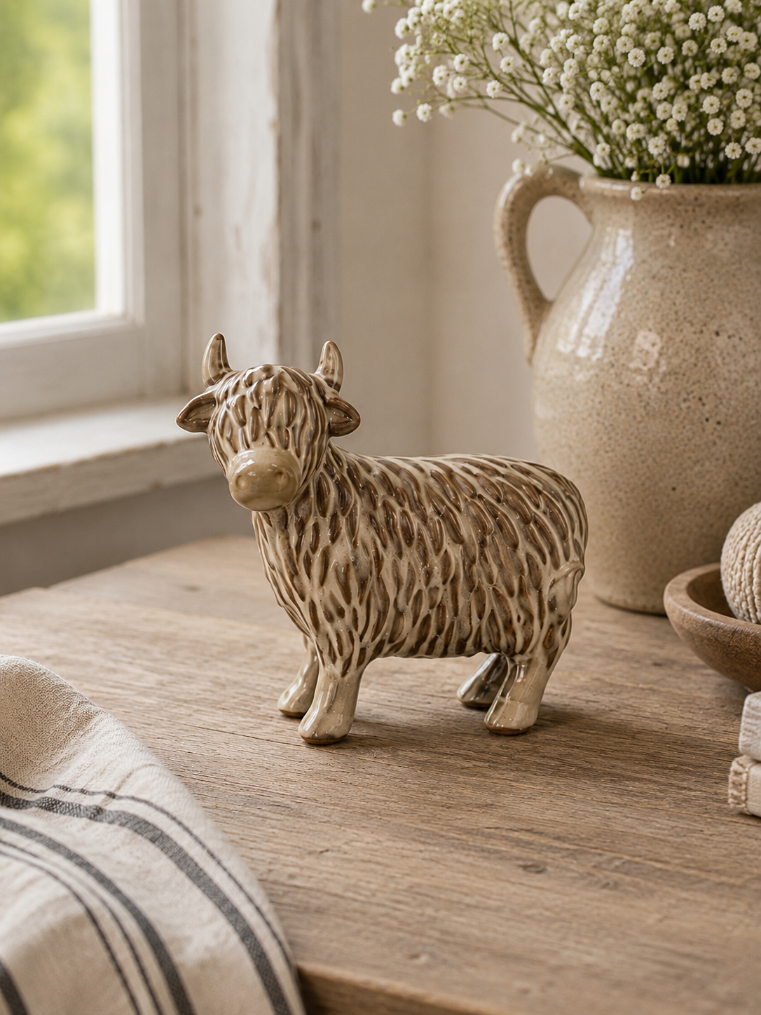 Glazed Highland Cow Ornament – 11.2cm