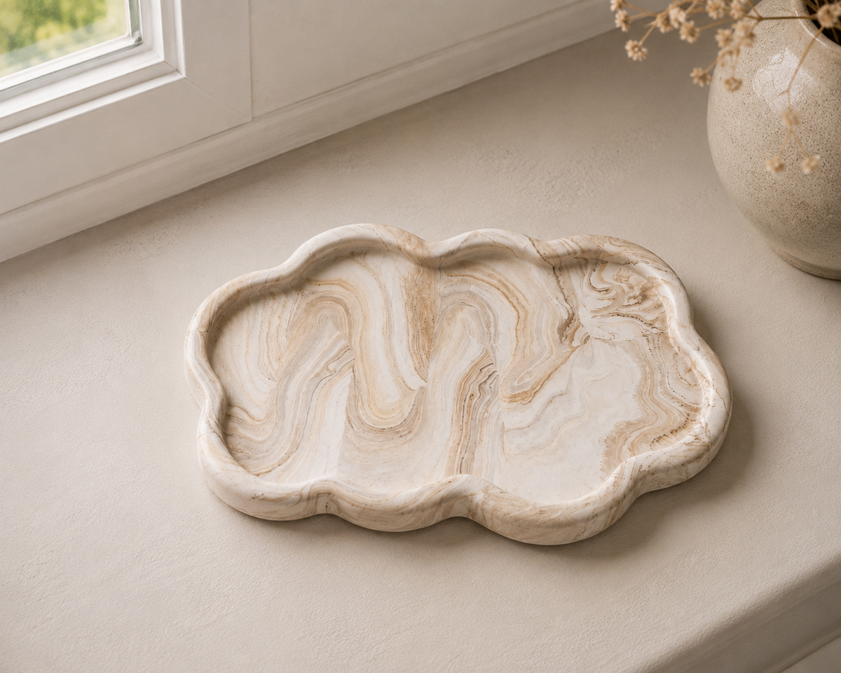 Marbled Cloud Trinket Tray – Handmade Neutral Decor
