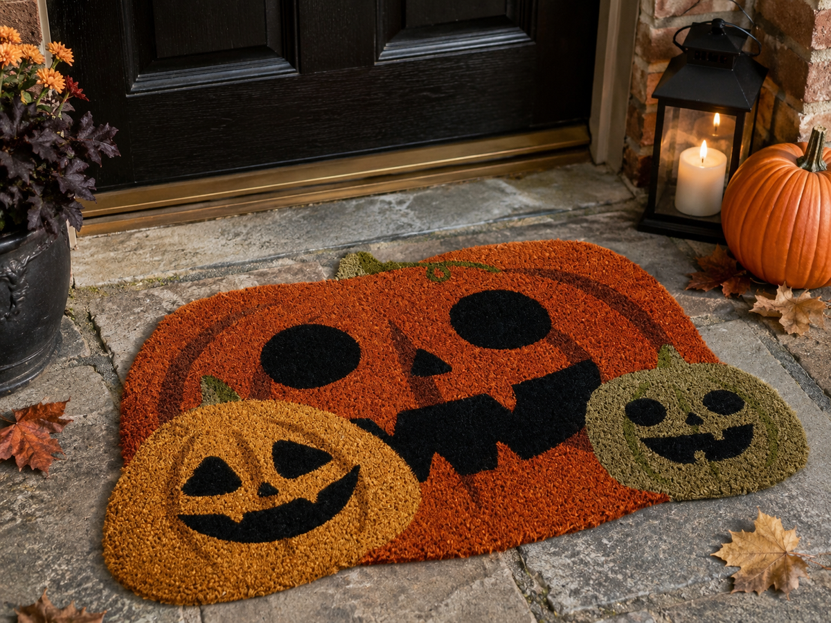 Pumpkin Family Halloween Coir Doormat – 45 × 75cm