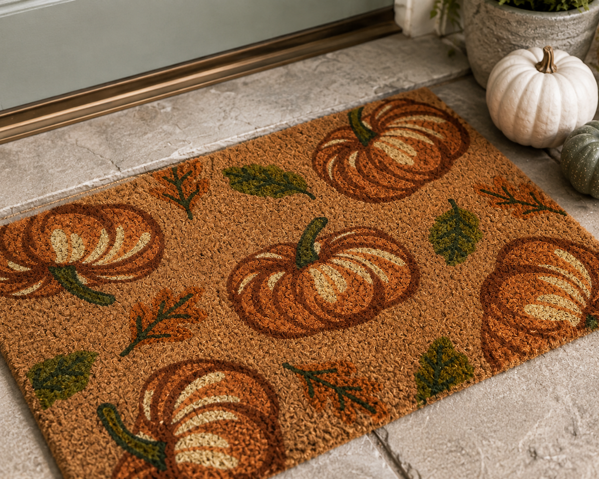 Autumn Pumpkin Coir Doormat – 45 × 75cm