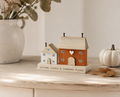 Autumn Leaves & Pumpkins Wooden House Decoration