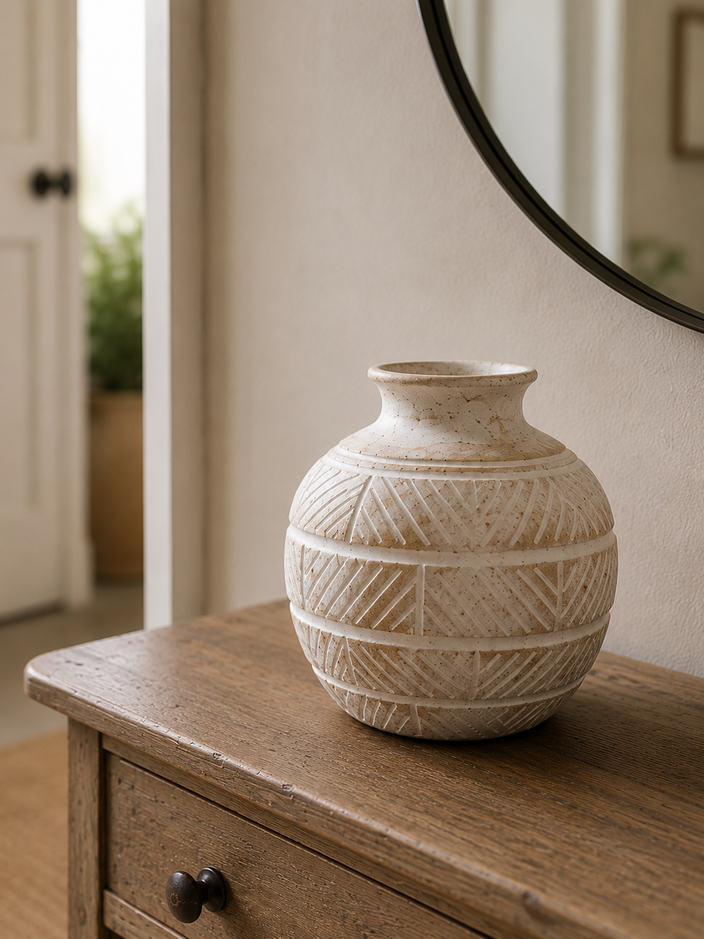Textured Neutral Ceramic Vase – 15cm