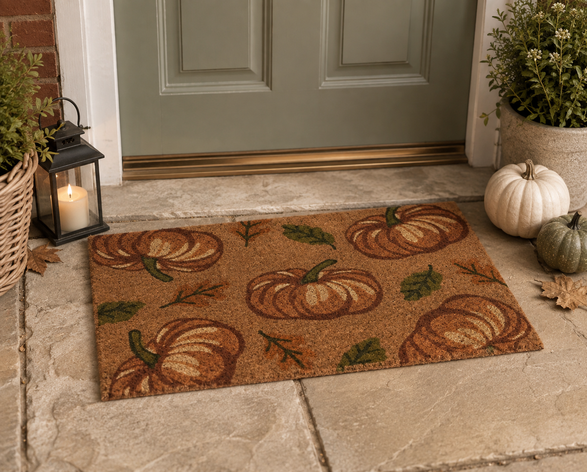 Autumn Pumpkin Coir Doormat – 45 × 75cm