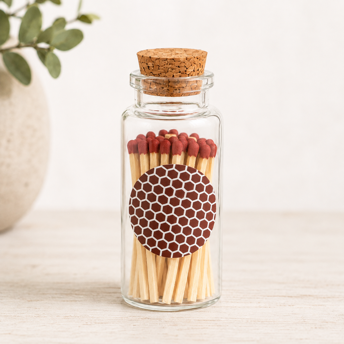 Glass Match Bottle with Cork Lid & Striker – 7cm