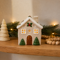 Ceramic Christmas Holly Candle House