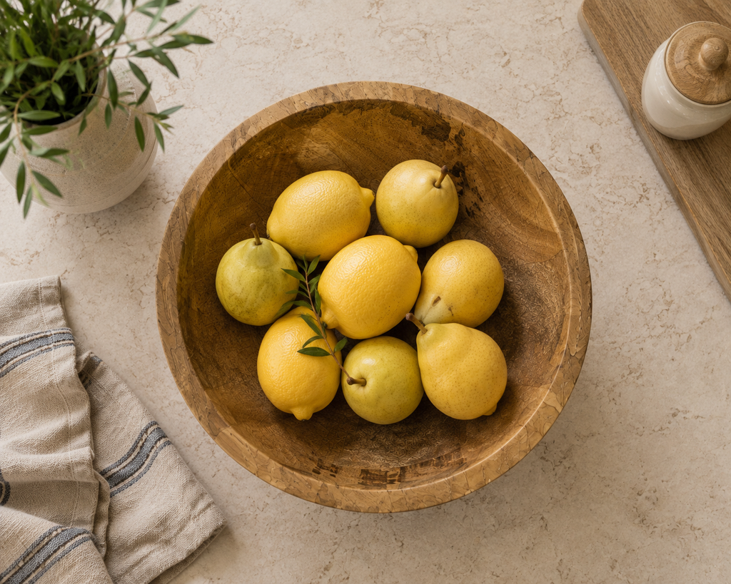 Rustic Wooden Display Bowl – 23cm