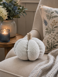 Grey Herringbone Fabric Pumpkin – 11cm