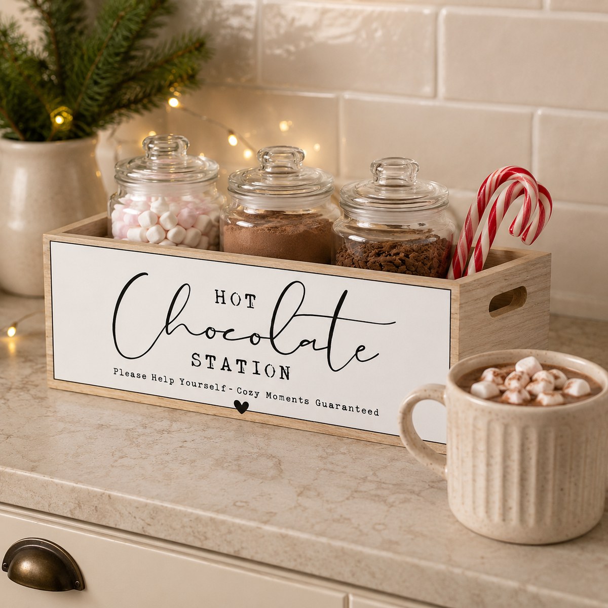 Wooden Hot Chocolate Station Crate – 24cm