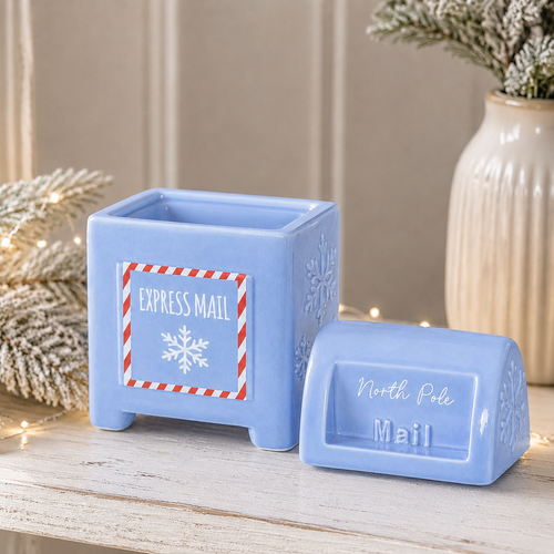 Blue North Pole Postbox Christmas Oil Burner
