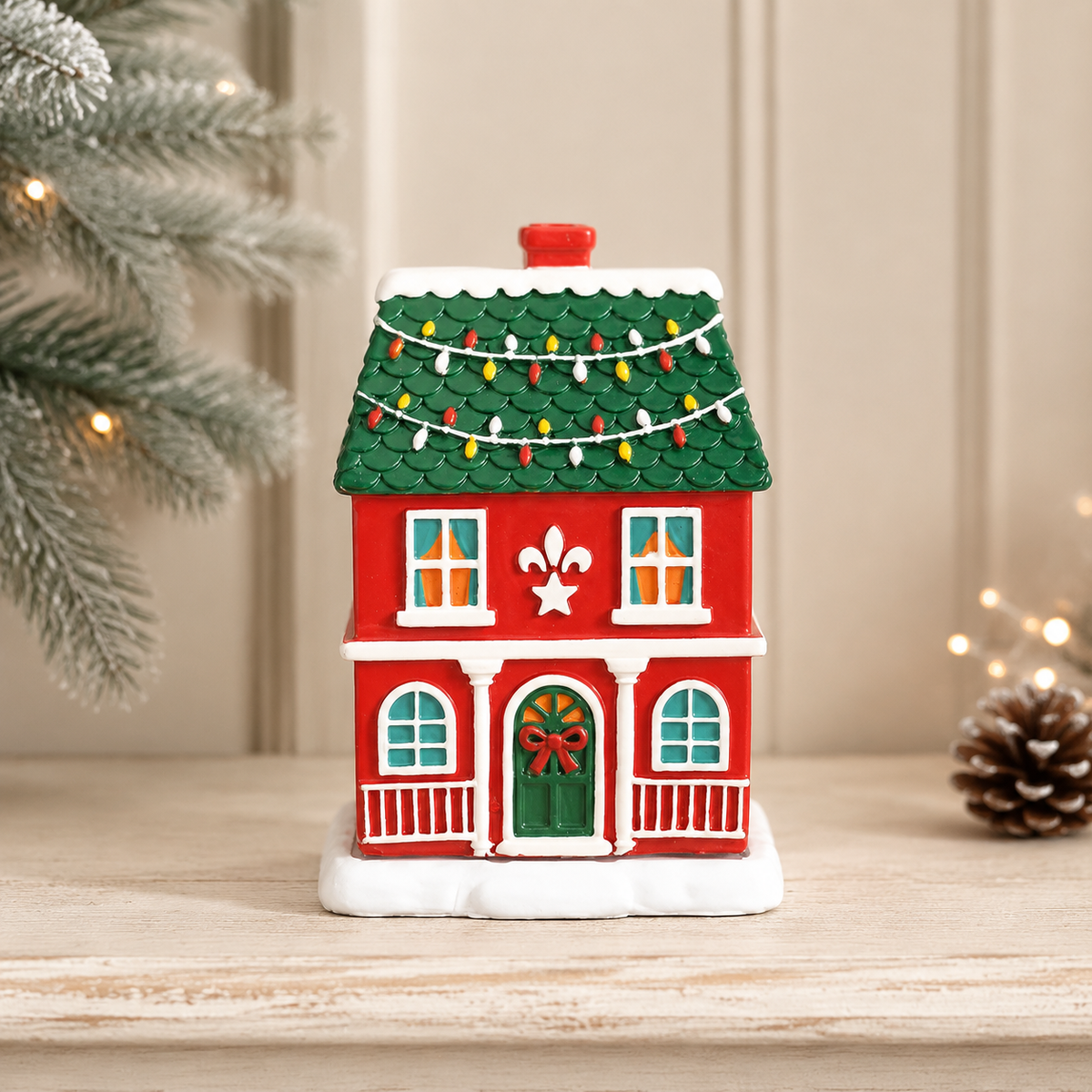 Red Christmas House Incense Cone Burner