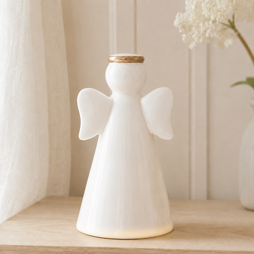 White ceramic Light-Up Angel Decoration