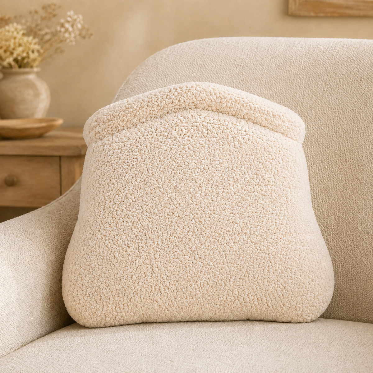 Cream Beehive Bouclé Cushion with Embroidered Bees