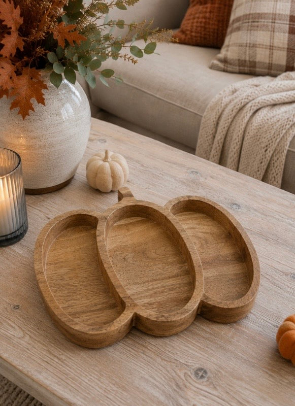 Pumpkin Wooden Serving Tray – 36cm