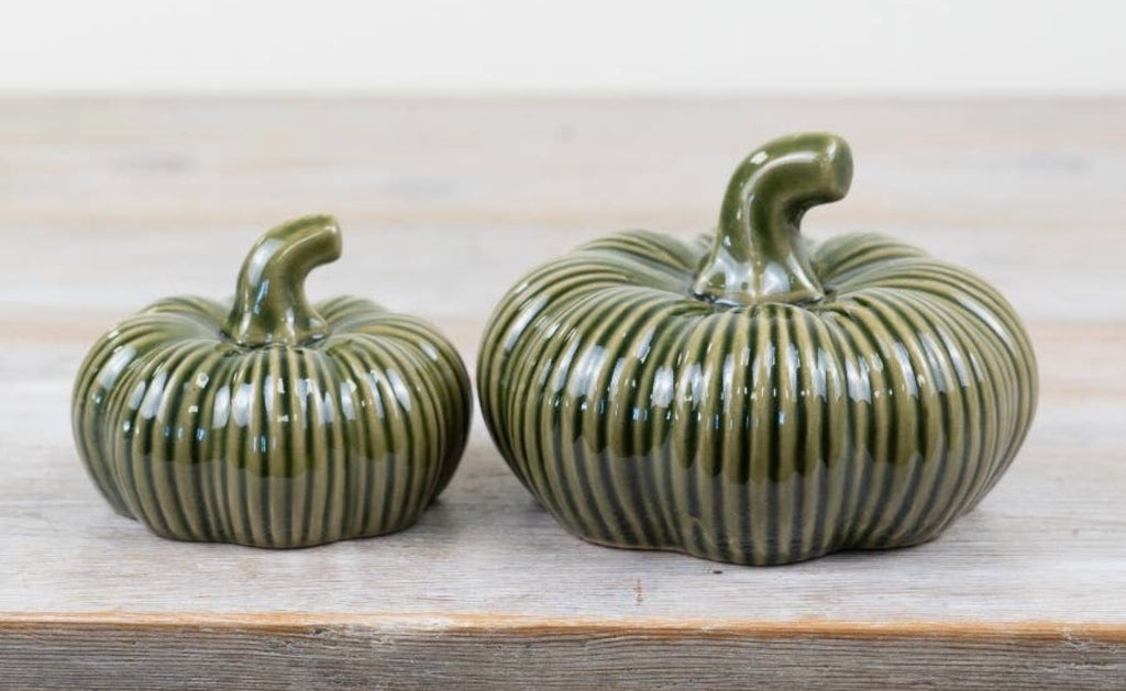 Glazed Green Pumpkin Ornament – 12cm