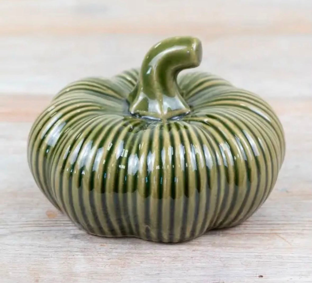 Glazed Green Pumpkin Ornament – 12cm