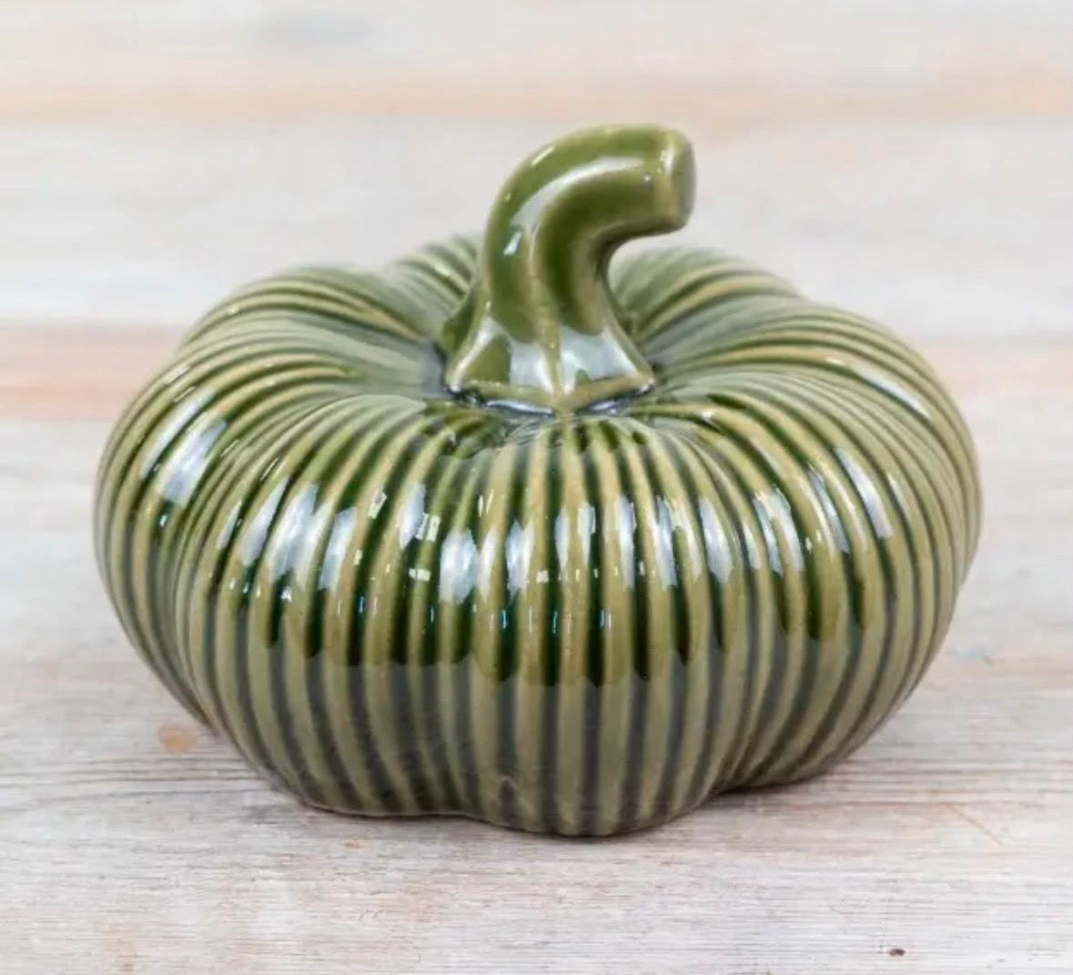 Glazed Green Pumpkin Ornament – 12cm