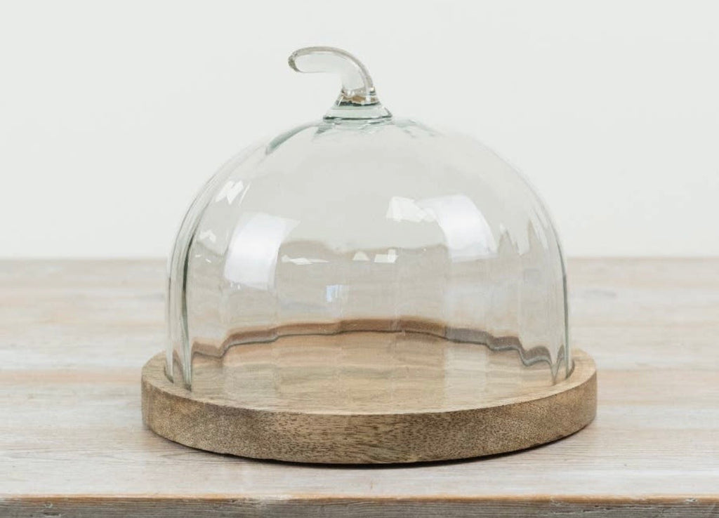 Pumpkin Glass Cake Dome with Wooden Base – 22cm