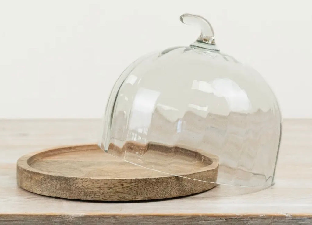 Pumpkin Glass Cake Dome with Wooden Base – 22cm