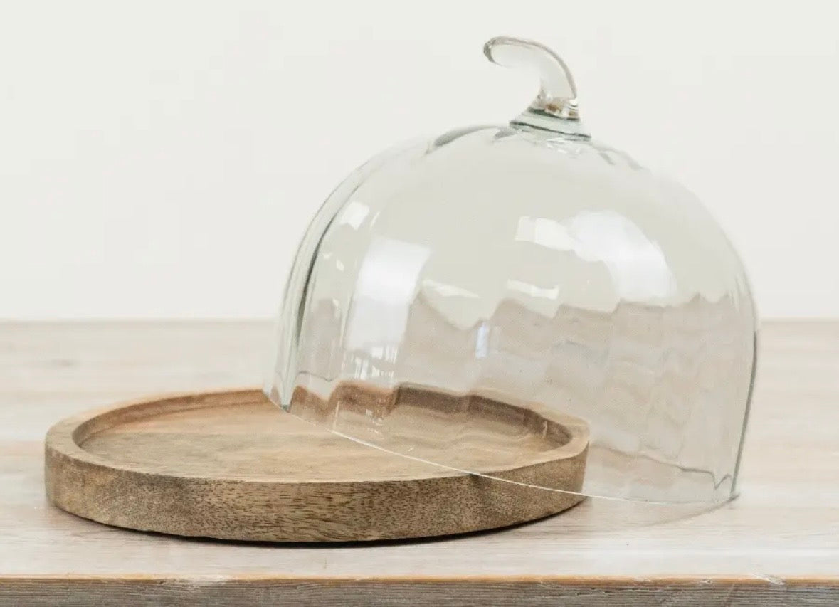 Pumpkin Glass Cake Dome with Wooden Base – 22cm