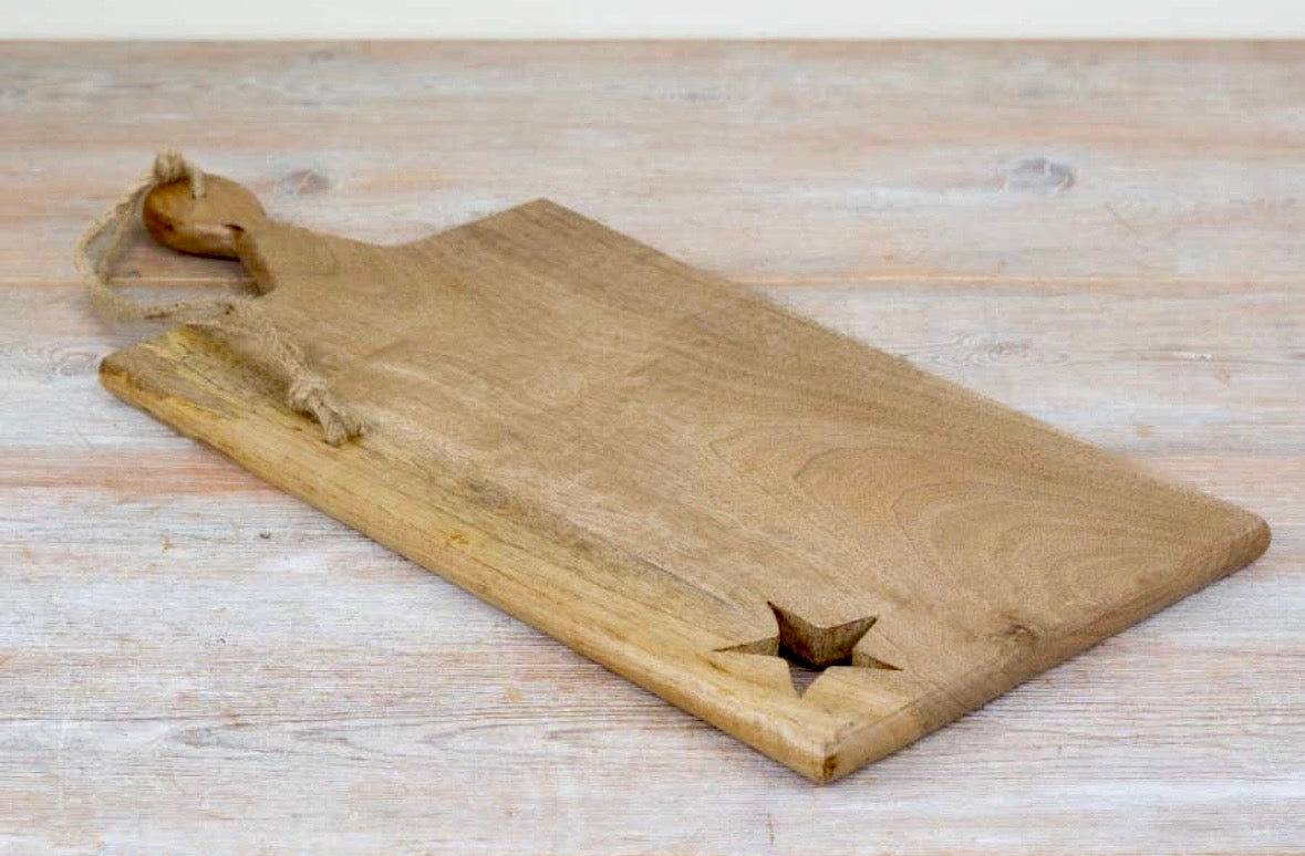 Natural Wooden Star Cut-Out Chopping Board – 49cm