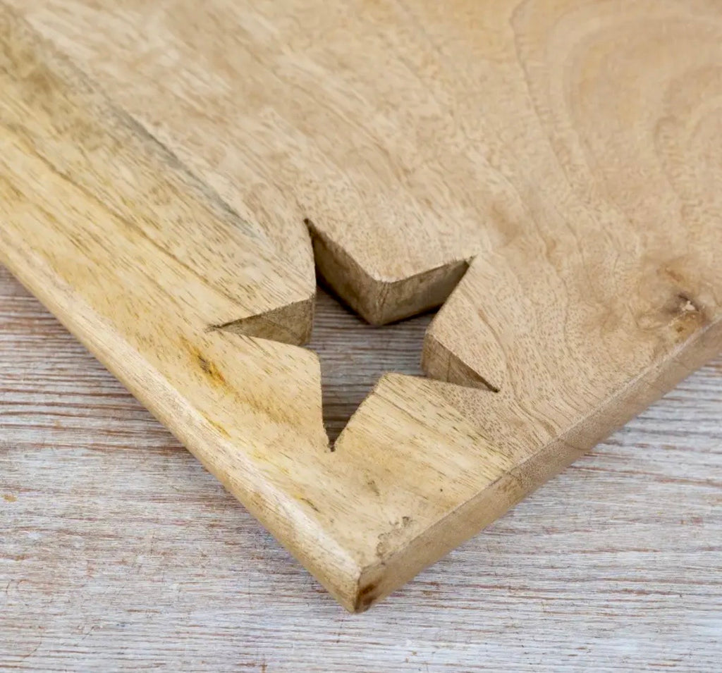 Natural Wooden Star Cut-Out Chopping Board – 49cm