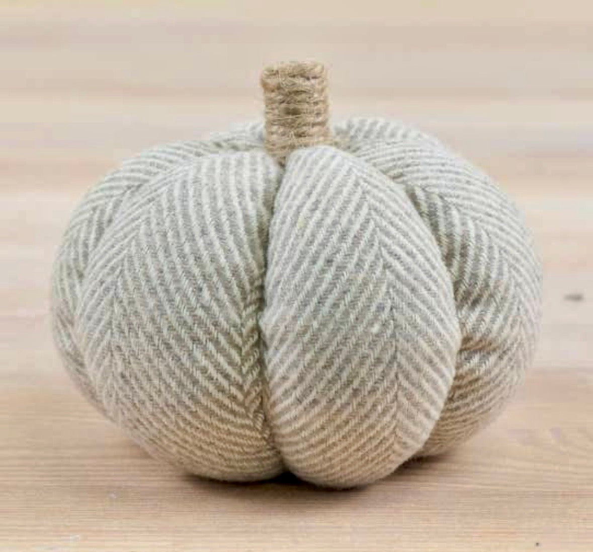 Grey Herringbone Fabric Pumpkin – 11cm