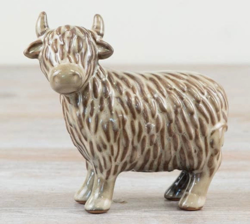 Glazed Highland Cow Ornament – 11.2cm