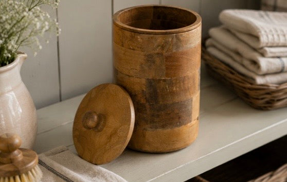 Natural Mango Wood Storage Box/ Canister – 23cm
