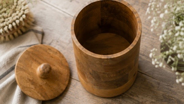 Natural Mango Wood Storage Box/ Canister – 23cm