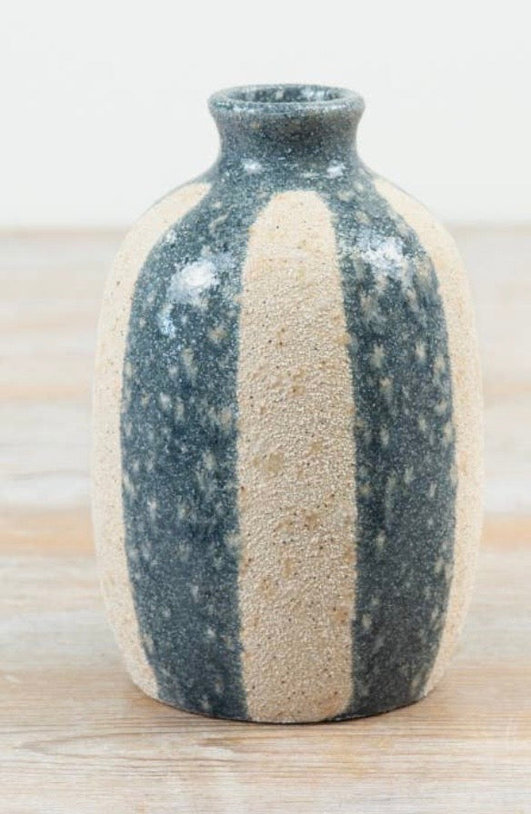 Coastal Blue Stoneware Vase – 14.5cm